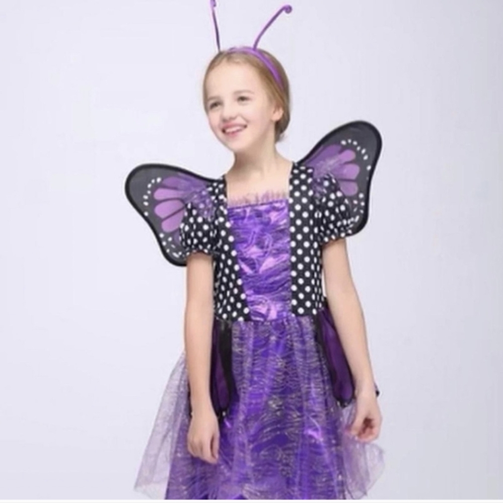 Girls Purple Butterfly Wings Halloween Costume Dress Up